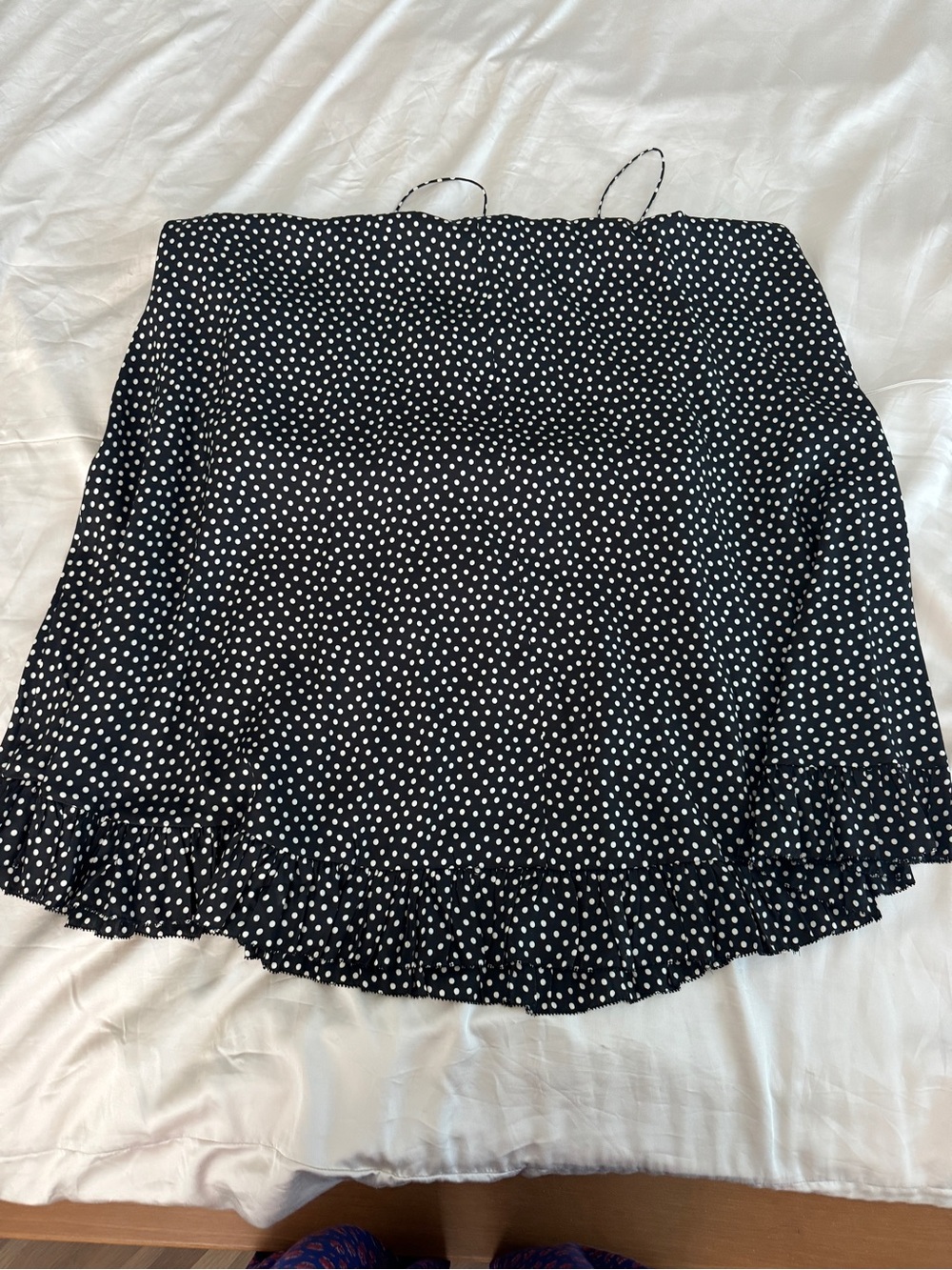 NWT Doen Rosaria Silk Ruched Bust Ruffle Midi Maxi Dress Camille Dot Polka Black - Picture 12 of 13